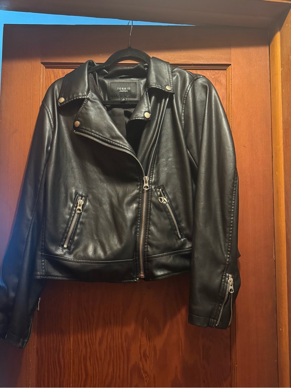 torrid Black Faux Leather Moto Jacket with Zip Details